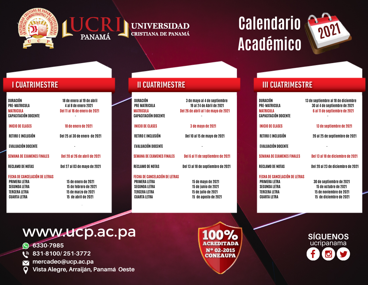 Calendario académico-UCRI-2021
